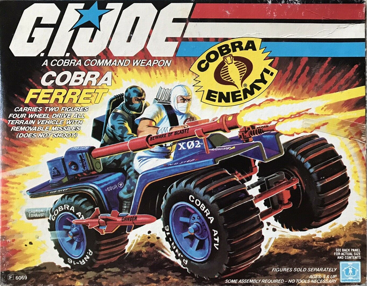 Gi Joe part COBRA FERRET ATV 1985 FENDER HANDLEBAR CANNON MISSILE MOUNT GUN BAR 