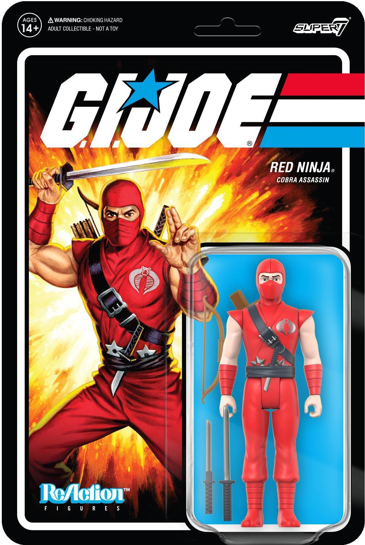 Super7 Action Figure ReAction Gi Joe Laser Rosso | Giocattolo Da Collezione In Blister, Edizione Limitata