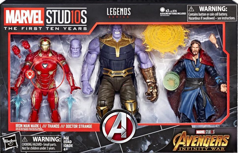 Marvel Legends Marvel Studios 10th Anniversary Infinity War 3 Pack: Iron  Man Mark L, Thanos & Dr. Strange