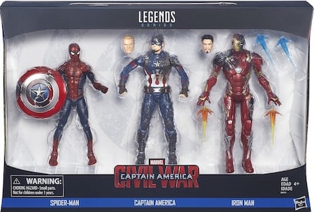 Marvel Legends Exclusives Spider Man, Captain America, Iron Man 3 Pack