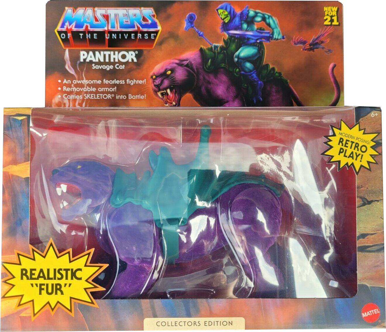 DOUBLE LOGO MEXICO EDITION MASTERS OF THE UNIVERSE ORIGINS FLOCKED PANTHOR MISB 