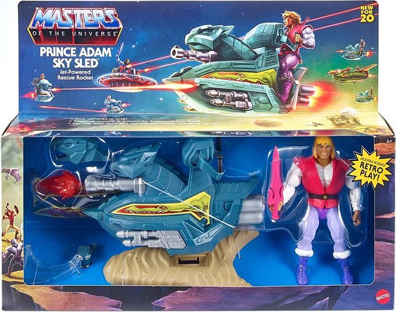 Masters of the Universe MotU Origins Mattel Prince Adam with Sky Sled MISB