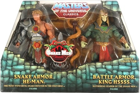 Masters of the Universe Mattel Classics Snake He-Man vs Battle Armor King Hssss