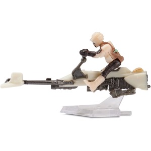 Star Wars Micro Galaxy Squadron Speeder Bike with Scout Trooper and Grogu thumbnail