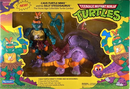 Teenage Mutant Ninja Turtles Playmates Cave Turtle Mike and his Silly Stegosaurus
