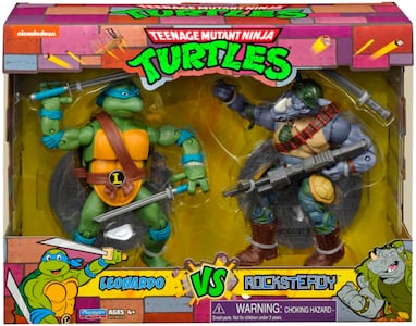 Teenage Mutant Ninja Turtles Playmates Leonardo vs Rocksteady