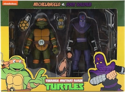 Teenage Mutant Ninja Turtles NECA Michelangelo vs Foot Soldier (Cartoon)